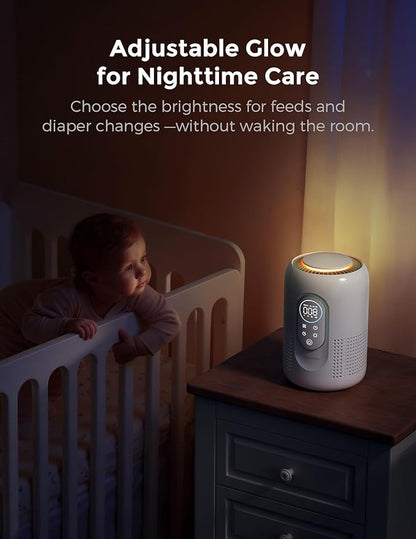 Momcozy Air Purifier, Baby Air Purifier for Bedroom Home Nursery, 4-in-1 HEPA Filter Purifier for Bedroom with 4 Fan Speeds, 21 dB Sleep Mode, Dimmable Night Light, Small Purifier for Home Pets & Baby