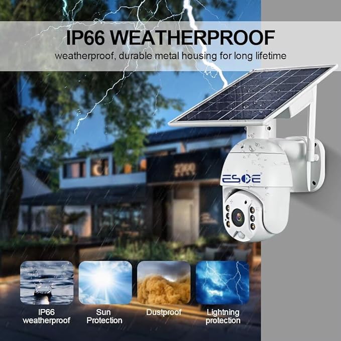 UBOX APP 2MP WiFi 4G Solar PTZ Camera IP Surveillance 1080P 4G Wireless Panel Battery Power CCTV Solar Camera (1920 x 1080,WiFi)