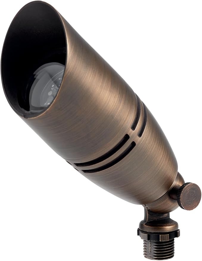 Kichler MR-16 Landscape Uplight Accent Light, Centennial Brass | Fixed socket design directs uplighting for trees and architectural accents (3" x 10.25"), 15517CBR