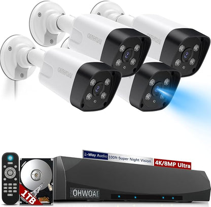 《2-Way Audio & Dual Power Mode》Outdoor Wired Security Camera System, Home Surveillance Video Equipment, POE Security Systems