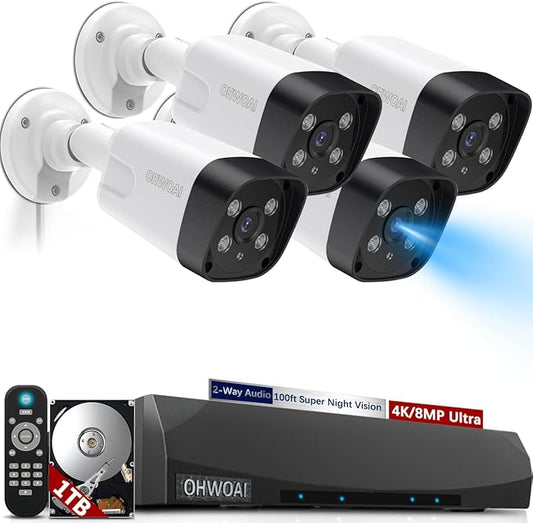 《2-Way Audio & Dual Power Mode》Outdoor Wired Security Camera System, Home Surveillance Video Equipment, POE Security Systems