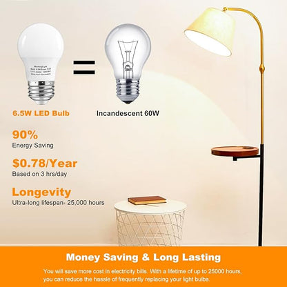 MorningLight A15 LED Bulb 60Watt Equivalent, 3000K Soft White, 600 Lumens Bulb, E26 Base, Non-Dimmable, ETL Listed, A15 6.5W LED Light Bulbs for Ceiling Fan, Modern & Rustic Lighting Fixtures, 6-Pack