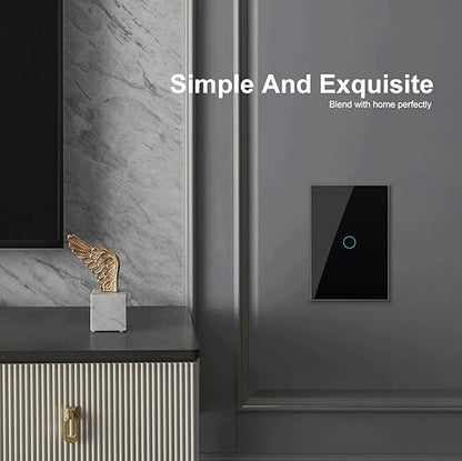 LIVOLO WiFi Touch Wall Switch for Smart Home, Compatible with Alexa & Google Home, Neutral Wire Required, 1 Gang, Tempered Glass Panel, (Black)