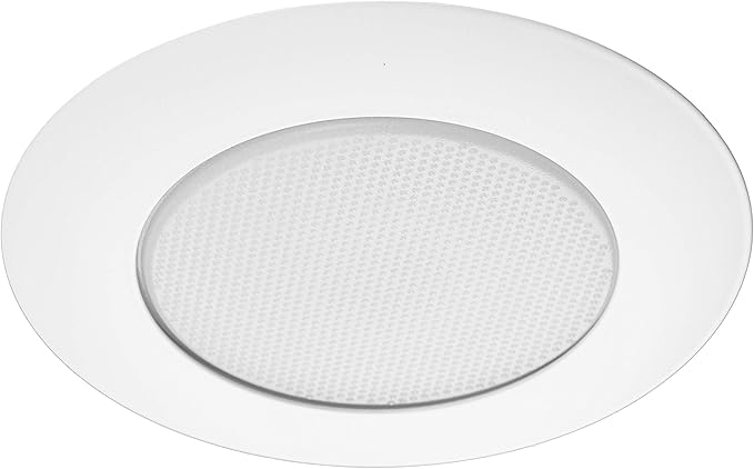 NICOR Lighting 6 inch White Lexan Flat Albalite Shower Trim with Plastic Trim Ring and Albalite Lens (17575)