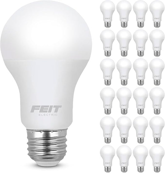 Feit Electric A19 LED Light Bulb, 60W Equivalent, E26 Medium Base, 800 Lumen, 3500K Neutral White light, Indoor/Outdoor General-purpose Light Bulbs, 11,000-Hour Lifetime, A800835/10KLED/MP/24, 24 Pack