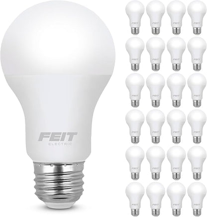 Feit Electric A19 LED Light Bulbs, 60W Equivalent, Non-Dimmable, 800 Lumens, E26 Standard Base, 2700K Soft White, 80 CRI, 10 Year Lifetime, Energy Efficient, 24 Pack, A800830/10KLED/MP/24
