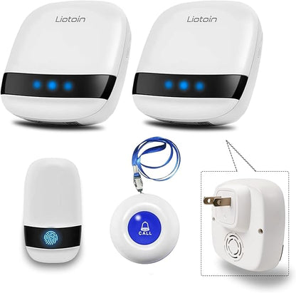 Caregiver Pager Wireless Alert System - 2 Call Buttons, 2 Receivers, 600+ft Range, Nurse/Patient Alert