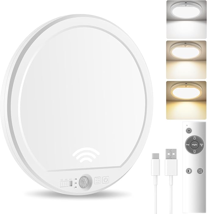 Battery Operated Ceiling Light, Rechargeable Motion Sensor Closet Light