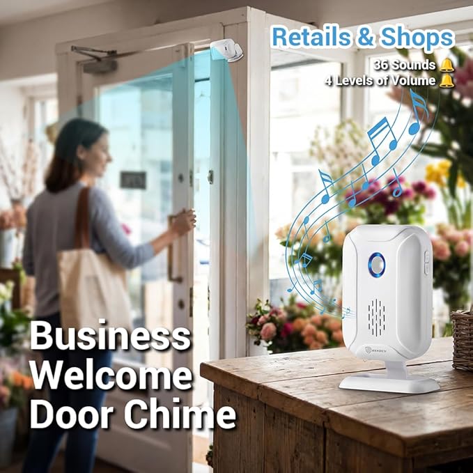 HENDUN Add -on Motion Sensor, Extra Transmitter for Receiver, Wireless Door Chime PIR Detector, Sensor Alarm, Shop Visitor Chime for Shopkeeper