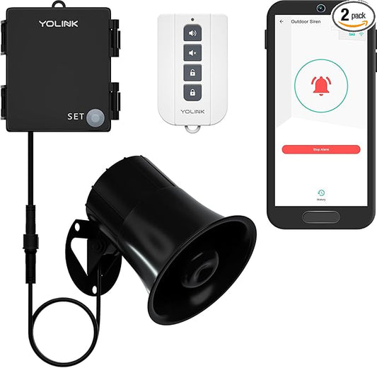 Outdoor Security Siren & Smart Alarm Controller and SirenFob Kit - Loud 110 dB, Wireless, Battery-Powered, 1/4 Mile Range, Android-iOS App, Alexa, Google, IFTTT, Home Assistant, Hub Required