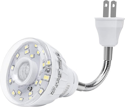 Plug in Motion Sensor Night Light Indoor, PIR Infrared Motion-Activated LED Night Light for AC Outlet,Dusk to Dawn Sensor Smartlight,360° Directional Rotating for Garage Stairway, 5W White, 1 PCS