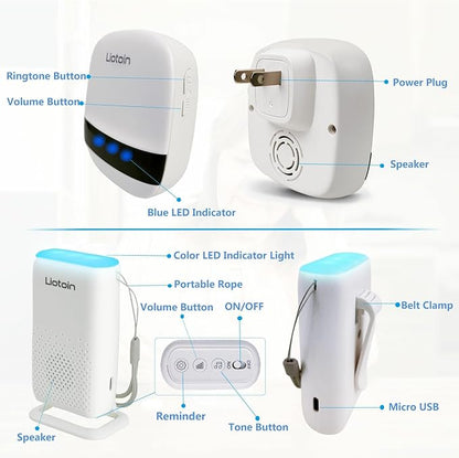 Wireless Caregiver Pager Call Button Alert Button Call Bell for Elderly Patients at Home Nurse Alert System 2 Waterproof Transmitters 1 Portable Receiver 2 plugin Receiver……
