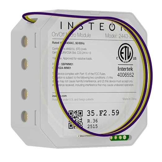 Insteon Micro On/Off Adaptor, Hidden Install Smart Home Switch - 2443-222 | 15A On/Off Smart Control, Installs Inside Fixture or Behind Any Existing Wall Switch, Hub Required for Alexa & Google Home