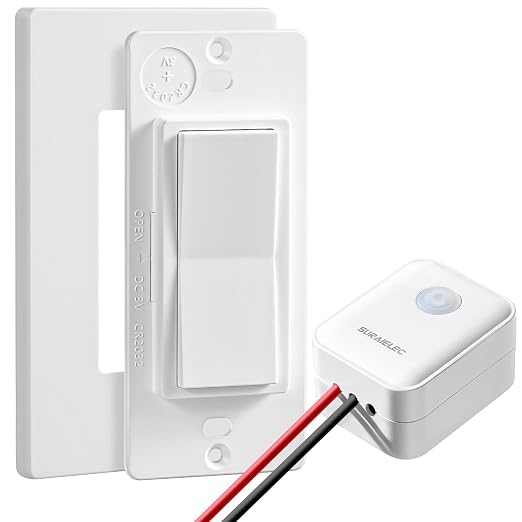 SURAIELEC Wireless Light Switch Receiver Kit, No Neutral Wire for Old Homes | Upgraded Antenna for Metal Box Signal Boost, 100FT Interference-Free Range, 2A 100W LED Decorator Rocker Remote Wall Switch