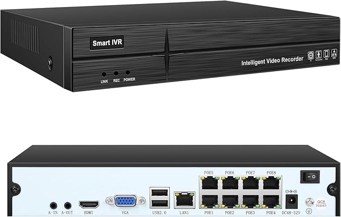 MWRCTV 4K 16CH 8 PoE Port Network Video Recorder 4K NVR for Security Camera System,Supports 8MP 5MP 4MP 2MP HD PoE IP Cameras,UP to 16TB HDD(NOT Include HDD)