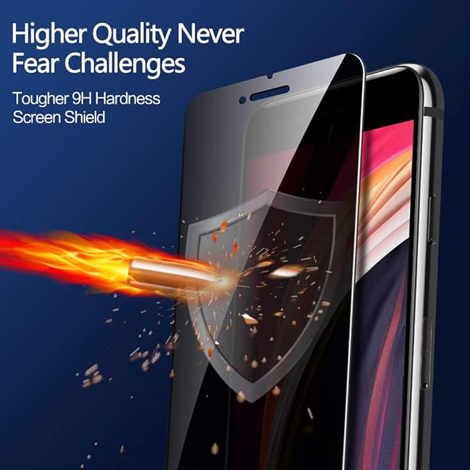 3-Pack Privacy Screen Protector for iPhone SE 2020, Anti Spy Tempered Glass Film, Touch Sensitive, Bubble-Free, Case Friendly [with Easy-Installation Tool][4.7 inch]