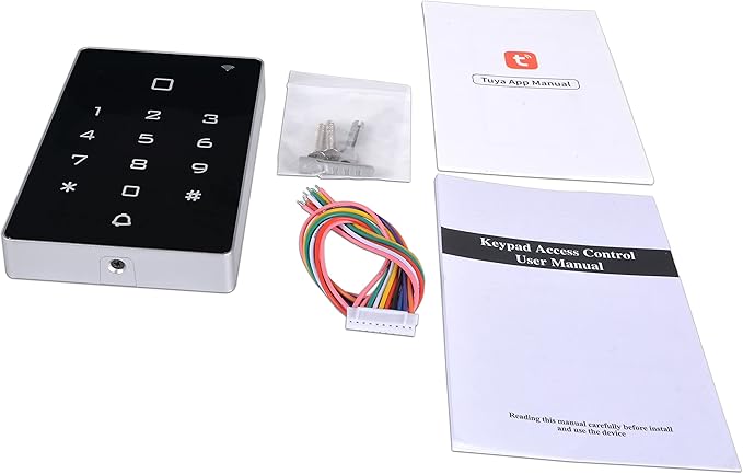 Wireless WiFi Access Control Keypad, Backlight Door Access Control System + 5PCS ID Keychains, Wiegand 26, Password Keypad for House Apartment, TUYA Wireless Entry Security Access Controller