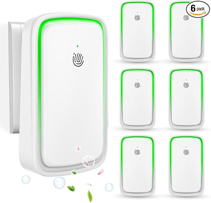 Plug In Air Ionizer - 6Pack Air Purifier with 3 LED Night Light,Negative Air Ionizer for Home Use,Mini Filterless Mobile Air Cleaner for Odor,Smoke Dust,Pets,Quiet Operation Air Freshener for Home