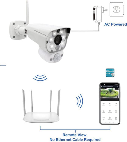 CasaCam Wireless Outdoor Security Camera with Floodlight | 1080p WiFi Camera | No Monthly Fee Reuqired | 24/7 Recording, Two-Way Audio, Deterrent Siren, Weatherproof, WL100