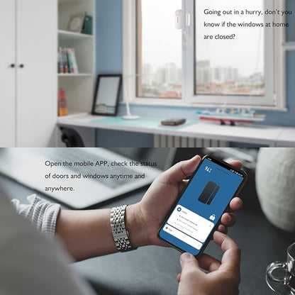 WiFi Door Window Sensor Alarm: Smart Door Sensor, Magnetic Contact Sensor Wireless for Home Security Burglar Alert, 90db Alarm & App Notification, Door Open Sensor Compatible with Alexa (2-Pack)