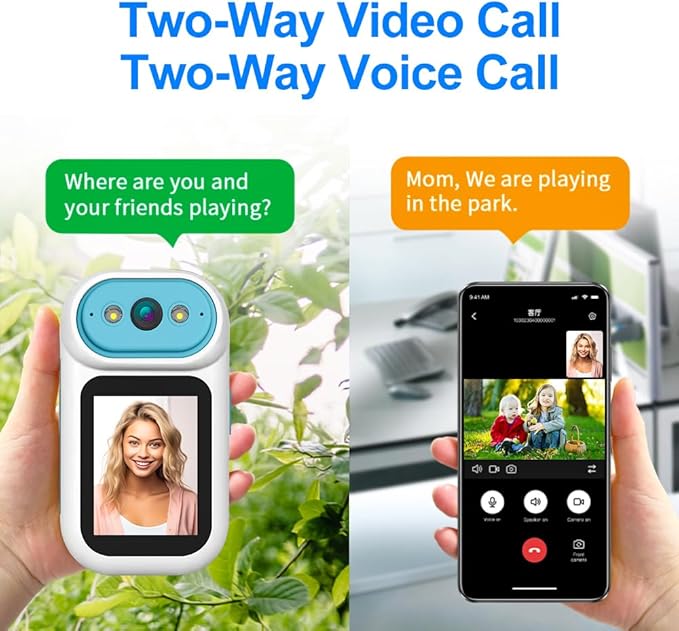 Video Calling Handheld Security Camera Indoor,Nanny Camera Baby Camera Pet Camera,2-Way Video Call 350°Pan Cameras for Home Security,Move Tracking,Alarm Push 1080P 2.8inch Screen,Night Vision