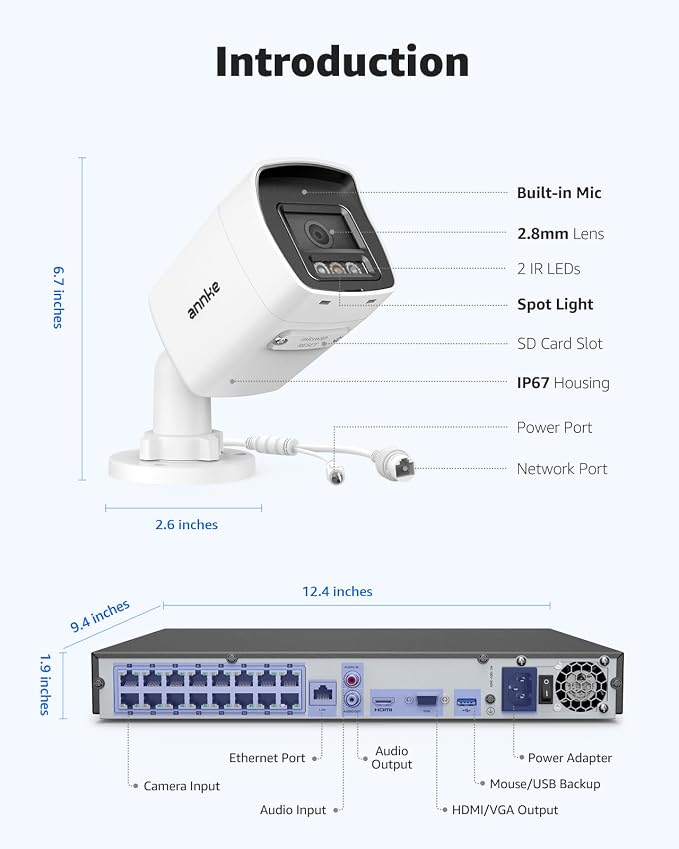 ANNKE 16 Channel Security Camera System 12MP PoE, Smart Dual Light, 4TB HDD