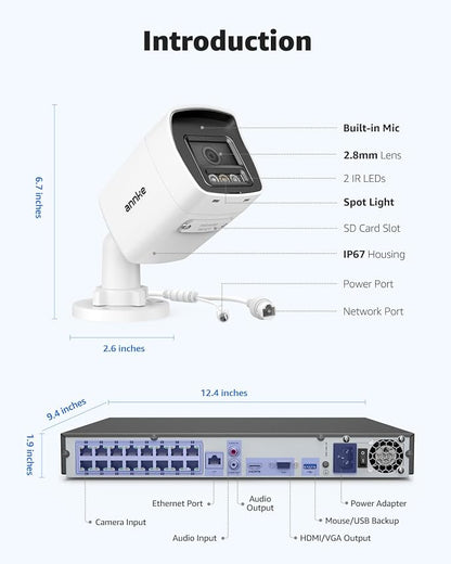 ANNKE 16 Channel Security Camera System 12MP PoE, Smart Dual Light, 4TB HDD