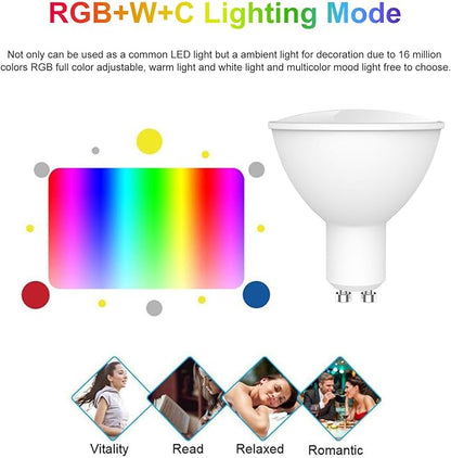 ZJchao Smart Light Bulb, 5W GU10 WiFi Light with RGB W C, Voice and APP Remote Control, Timing Function, Group Control for Home Tmall Elf (5)