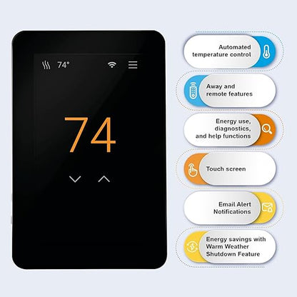 SunTouch SunStat CommandPlus Touchscreen Programmable Smart Wi-Fi Thermostat for Electric Floor Heating Systems, 4.3" Screen, Floor and Air Sensing Control, Energy Monitoring, Remote Access