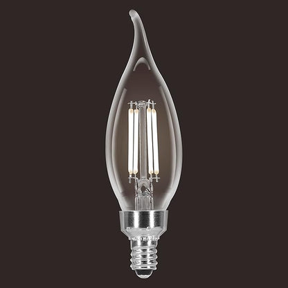 Sylvania B10 Clear LED White Filament Bulb, 6W, Dimmable, 500 LMS, Candelabra Base, 5000K, Daylight - 4 Pack (41849)