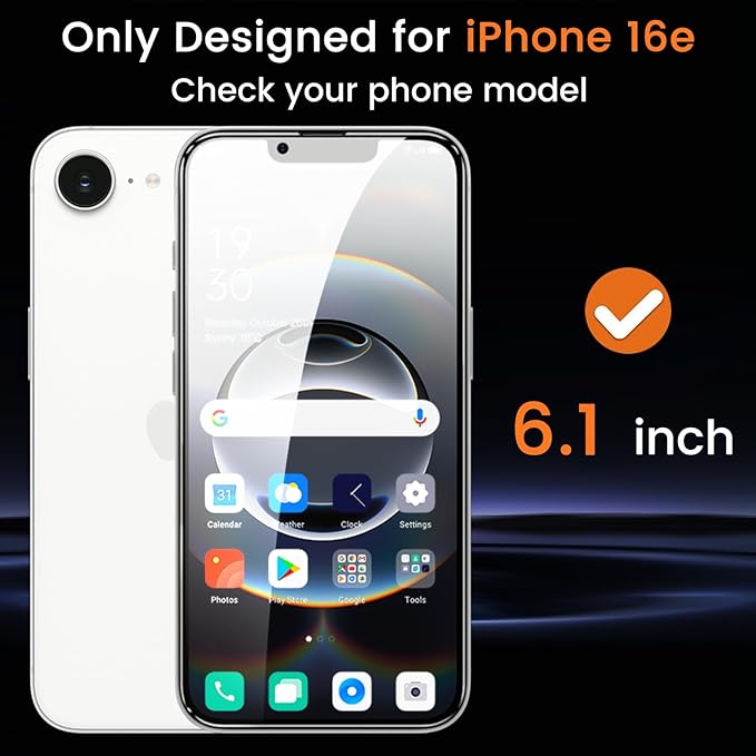 Lesakit 3+3 Pack Privacy Screen Protector for iPhone 16e 6.1-Inch with 3 Pack Camera Lens Protector, Anti Spy Tempered Glass Film 9H Hardness Bubble Free Case Friendly