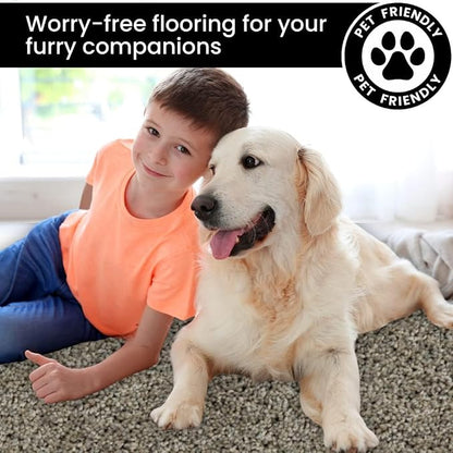 Smart Squares Easy Street Premium Plush Carpet Tiles, Made in USA – 8x8 Peel and Stick Floor Tiles with Attached Padding – Seamless DIY Carpet Squares (0.44 Sq Ft, Sample, 909 Lava)