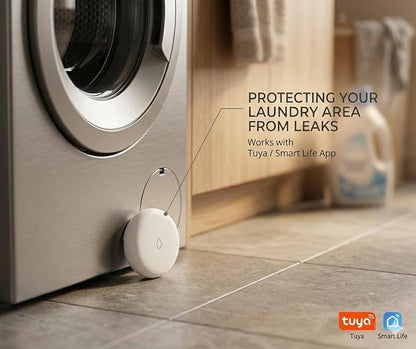Tuya ZigBee Smart Water Leak Sensor with Built-in Alarm, IP54 Water-Resistant Flood Detector, App Notification & Remote Monitoring, Compatible with Alexa & Google Home (ZigBee Hub Required)