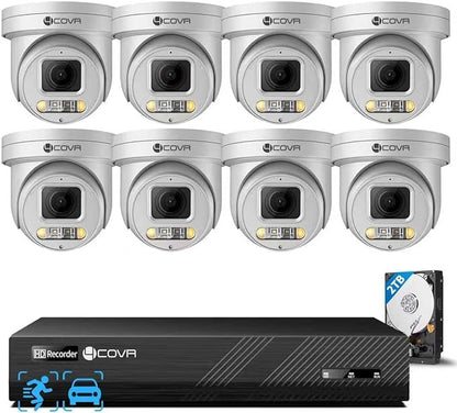 4COVR PoE PTZ Security Camera System 8 Channel, 8X 5MP IP PTZ Camera Two Way Audio, 280? Pan 90? Tilt 5X Optical Zoom, Smart Color Night Vision, Human Vehicle Detection, 4K NVR 2TB HDD, LY5XCP5M0808
