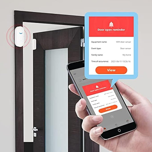 4-Pack Smart Door/Window Sensor: WiFi Alarm, Wireless Alerts, Compatible with Alexa/Google Assistant