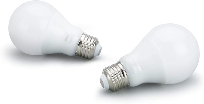 Philips Hue White 2-Pack A19 60W Equivalent Dimmable LED Smart Light Bulbs, Works with Alexa, HomeKit & Google Assistant, (All US Residents, Hub Required)