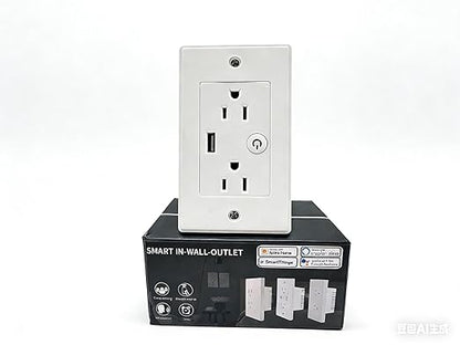 Jinvoo Smart WiFi Outlet Socket with USB 2 AC Individual Control by Smart Life app Compatible with Amazon Alxa Echo Google Assistant Remote Control Timer Schedule White 2 Pack