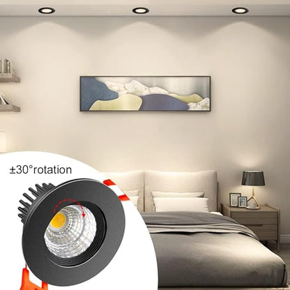 inShareplus 2 Inch LED Downlight, 3W Recessed Lighting 220LM COB Dimmable, 4000K Natural White, CRI80, Black Trim, Ceiling Lights with LED Driver, 20 Pack
