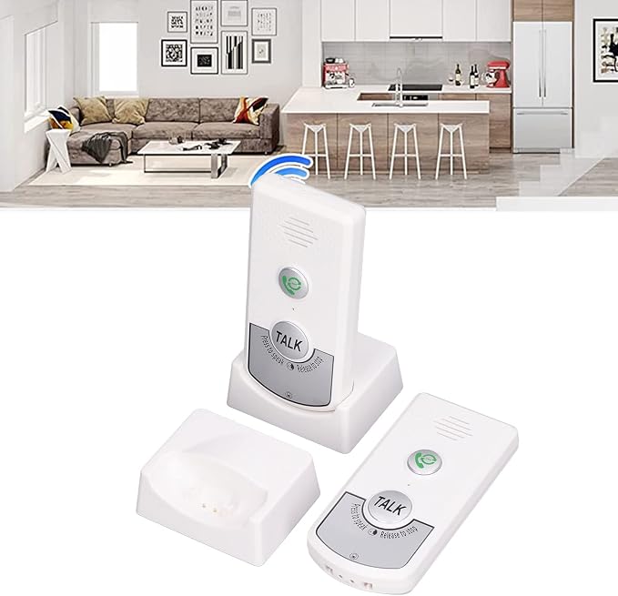 Wireless Intercom Doorbells, Adjustable Voice Intercom Home Smart 2 Way Talk Doorbell, Electronic Doorbell for Hospitals, Hotels, Factories, Teahouses (White)