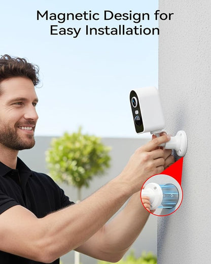KKB 2K Security Cameras Wireless Outdoor, Magnetic Mount, 2.4G WiFi Battery Powered Camera for Home Security Indoor, Color Night Vision, iCam365 Remote, SD/Cloud Storage, AI Detection, 2 Way Talk