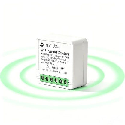Matter Smart Switch, Smart Light Switch, WiFi Mini DIY Module, eWeLink Web, Flush-Mounted, APP & Voice Control, Smart Switches for Lights Compatible with Apple, Alexa & Google, 1PCS