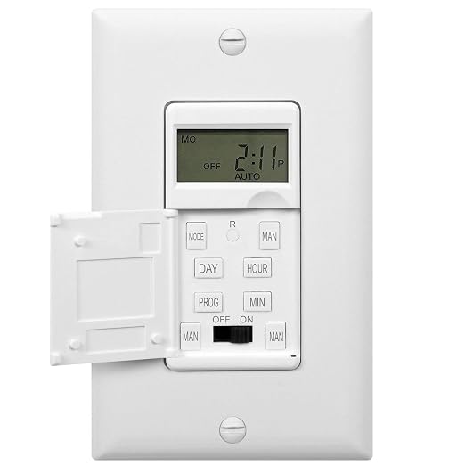 ENERLITES Programmable Digital Timer Switch for Lights, Fans, Motors, 7-Day 18 ON/OFF Timer Settings, Single Pole, Neutral Wire Required, UL Listed, HET01-C, White, 2 Pack | Digital 18 ON/OFF Timer Settings for Fans, Motors, Single Pole, Neutral Wire R...
