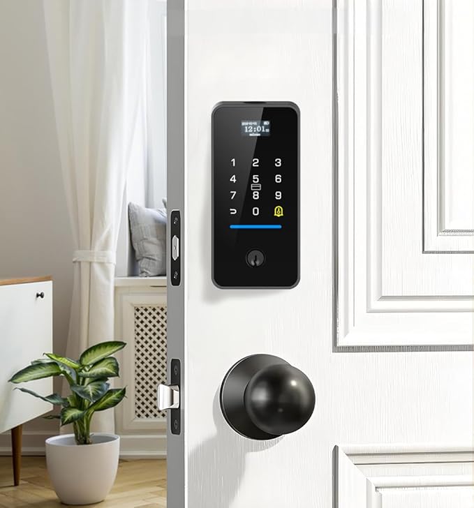 eLinkSmart Fingerprint Keyless Entry Door Lock with Door Magnetic Sensor, Keypad Smart Deadbolt Lock for Home Hotel Apartment Built-in Wi-Fi and Doorbell No hub No Drilling USB C Charging