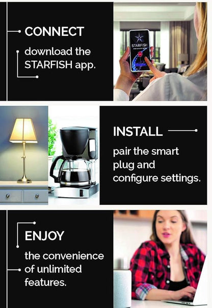 Satco S11269 Starfish 2-Inch Mini-Square On/Off WiFi Smart Plug Outlet, Works with Siri, Alexa, Google Assistant, SmartThings, White, 2 Pack