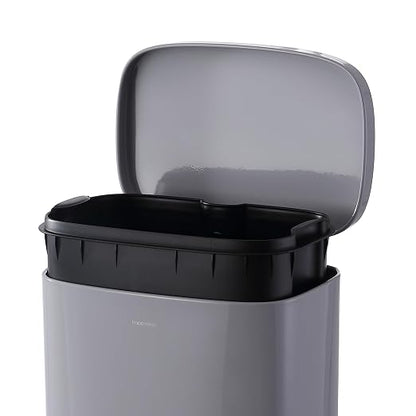 happimess Curtis 8 Gal Step Trash Can Soft Close 25", Gloss Gray