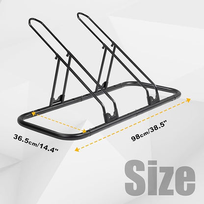 CyclingDeal Bicycle Floor Parking Rack Stand - for Mountain MTB Road Bike - Indoor Home Garage Storage - Adjustable 2 Bikes