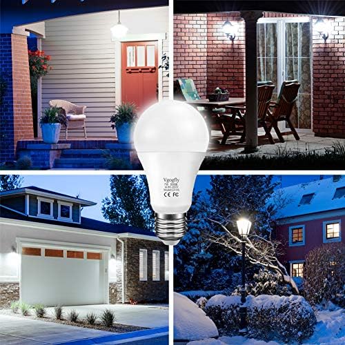 Vgogfly Dusk to Dawn Light Bulb 7W Smart Dusk Till Dawn LED Photo Sensor Bulbs E26 Base Socket Outdoor Indoor Lighting Lamp Auto On/Off (Cool White, 12-Pack)
