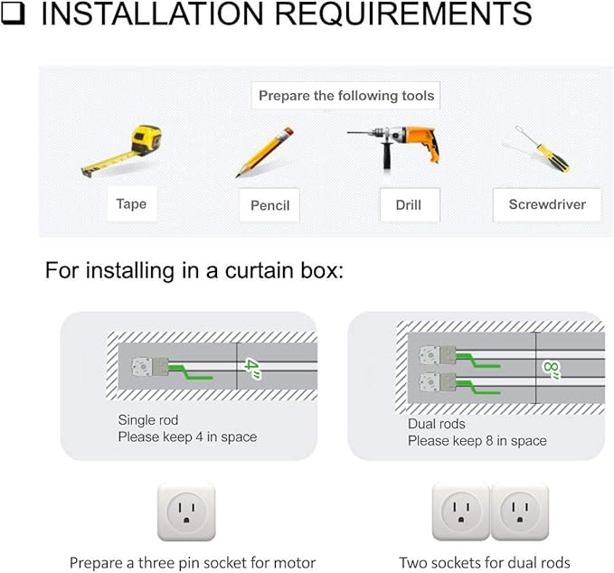 HomeSupplier Smart Curtains, Remote Control Curtain Rod, WiFi Control, Compatible with Alexa, Google Home, Varied Length (16.4 ft Rod)