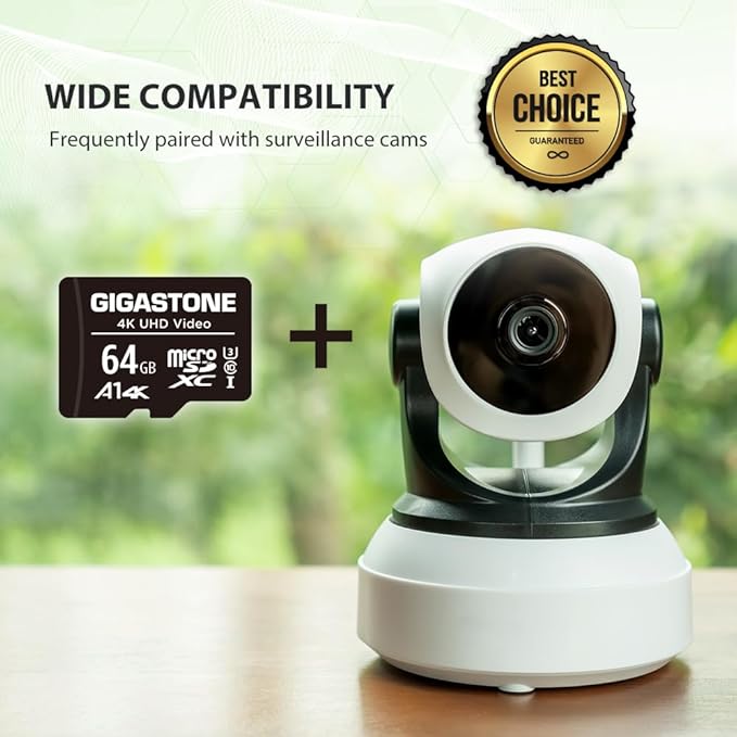 GIGASTONE 64GB Micro SD Card, A1 V30 4K Video Recording, Surveillance Security Cam Action Camera Drone Professional, 90MB/s Micro SDXC UHS-I A1 Class 10, with Adapter