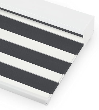 Bringnox Smart Motorized Zebra Roller Blinds - 60% Blackout, Remote Control, Works with HomeKit, Google Home & Alexa via Hub, Custom Size(60% Blackout Black-34)